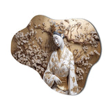 Japenese Female Statue - Asymmetric Metal Wall Art