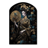 Elegant Japanese Woman IV - Asymmetric Metal Wall Art