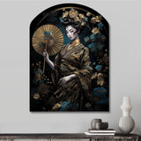 Elegant Japanese Woman IV - Asymmetric Metal Wall Art