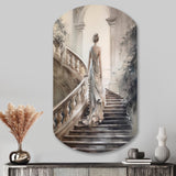 Stunning Girl By The Stairs II - Asymmetric Metal Wall Art