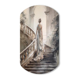 Stunning Girl By The Stairs II - Asymmetric Metal Wall Art