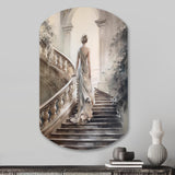 Stunning Girl By The Stairs II - Asymmetric Metal Wall Art