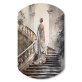 Stunning Girl By The Stairs II - Asymmetric Metal Wall Art