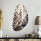 Stunning Girl By The Stairs II - Asymmetric Metal Wall Art