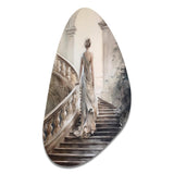 Stunning Girl By The Stairs II - Asymmetric Metal Wall Art