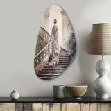 Stunning Girl By The Stairs II - Asymmetric Metal Wall Art