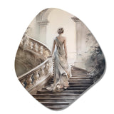 Stunning Girl By The Stairs II - Asymmetric Metal Wall Art