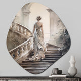 Stunning Girl By The Stairs II - Asymmetric Metal Wall Art