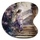 Stunning Girl By The Stairs IV - Asymmetric Metal Wall Art