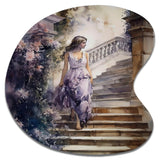 Stunning Girl By The Stairs IV - Asymmetric Metal Wall Art