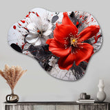 Red Grey Botanical Symphony I - Asymmetric Metal Wall Art