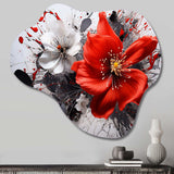 Red Grey Botanical Symphony I - Asymmetric Metal Wall Art