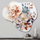 White Botanical Collage - Asymmetric Metal Wall Art