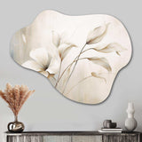 White Botanical Elegance III - Asymmetric Metal Wall Art