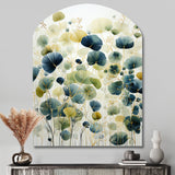 Blue Green Botanical Elegance - Asymmetric Metal Wall Art