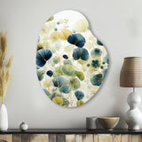 Blue Green Botanical Elegance - Asymmetric Metal Wall Art