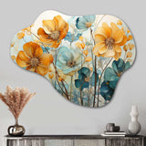 Teal Orange Botanical Fragments I - Asymmetric Metal Wall Art