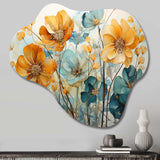 Teal Orange Botanical Fragments I - Asymmetric Metal Wall Art