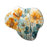 Teal Orange Botanical Fragments I - Asymmetric Metal Wall Art