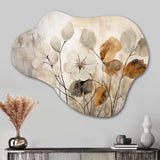 Beige Botanical Impressions III - Asymmetric Metal Wall Art