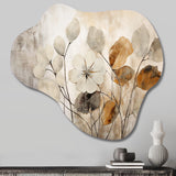 Beige Botanical Impressions III - Asymmetric Metal Wall Art