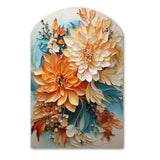 Orange Teal Botanical Whirlwind I - Asymmetric Metal Wall Art