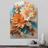 Orange Teal Botanical Whirlwind I - Asymmetric Metal Wall Art