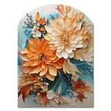 Orange Teal Botanical Whirlwind I - Asymmetric Metal Wall Art