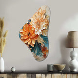 Orange Teal Botanical Whirlwind I - Asymmetric Metal Wall Art