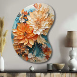 Orange Teal Botanical Whirlwind I - Asymmetric Metal Wall Art