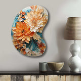 Orange Teal Botanical Whirlwind I - Asymmetric Metal Wall Art