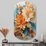 Orange Teal Botanical Whirlwind I - Asymmetric Metal Wall Art