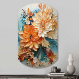 Orange Teal Botanical Whirlwind I - Asymmetric Metal Wall Art