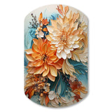 Orange Teal Botanical Whirlwind I - Asymmetric Metal Wall Art