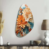 Orange Teal Botanical Whirlwind I - Asymmetric Metal Wall Art