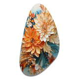 Orange Teal Botanical Whirlwind I - Asymmetric Metal Wall Art