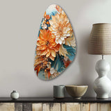 Orange Teal Botanical Whirlwind I - Asymmetric Metal Wall Art