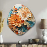 Orange Teal Botanical Whirlwind I - Asymmetric Metal Wall Art