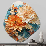 Orange Teal Botanical Whirlwind I - Asymmetric Metal Wall Art