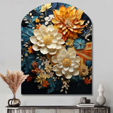 Orange Teal Botanical Whirlwind II - Asymmetric Metal Wall Art