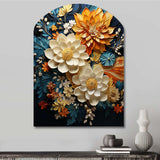 Orange Teal Botanical Whirlwind II - Asymmetric Metal Wall Art