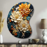 Orange Teal Botanical Whirlwind II - Asymmetric Metal Wall Art