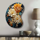 Orange Teal Botanical Whirlwind II - Asymmetric Metal Wall Art