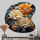 Orange Teal Botanical Whirlwind II - Asymmetric Metal Wall Art