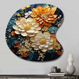 Orange Teal Botanical Whirlwind II - Asymmetric Metal Wall Art