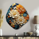 Orange Teal Botanical Whirlwind II - Asymmetric Metal Wall Art