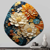 Orange Teal Botanical Whirlwind II - Asymmetric Metal Wall Art