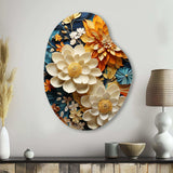 Orange Teal Botanical Whirlwind II - Asymmetric Metal Wall Art