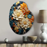 Orange Teal Botanical Whirlwind II - Asymmetric Metal Wall Art