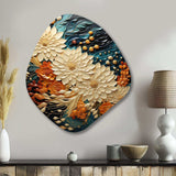 Orange Teal Botanical Whirlwind III - Asymmetric Metal Wall Art